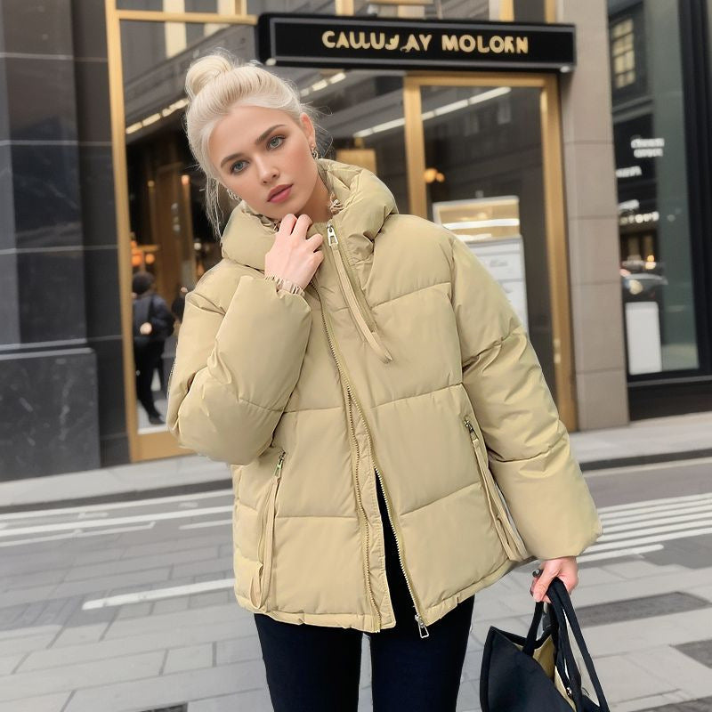 Damen modische Pufferjacke mit verstellbarer Kapuze und dicken Isolierungen ModeGeist