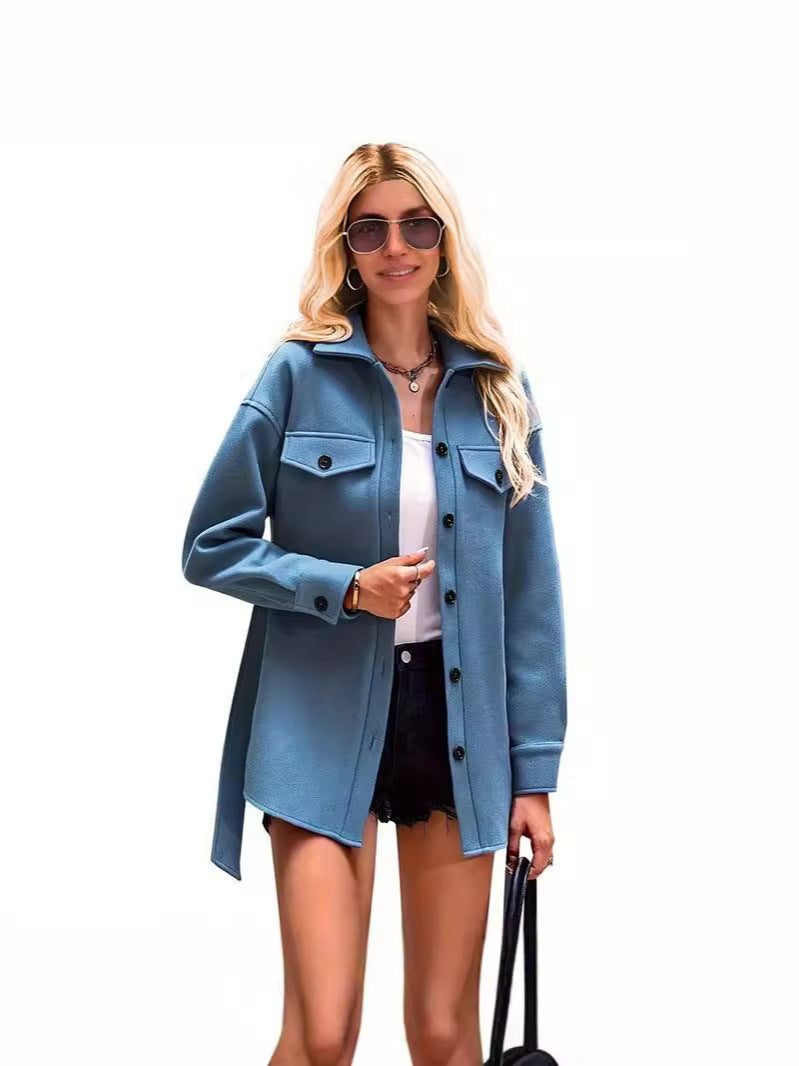 ModeGeist | Kurzmantel - Wolle - Oversized Passform - Reverskragen - Knopfverschluss mit Gürtel