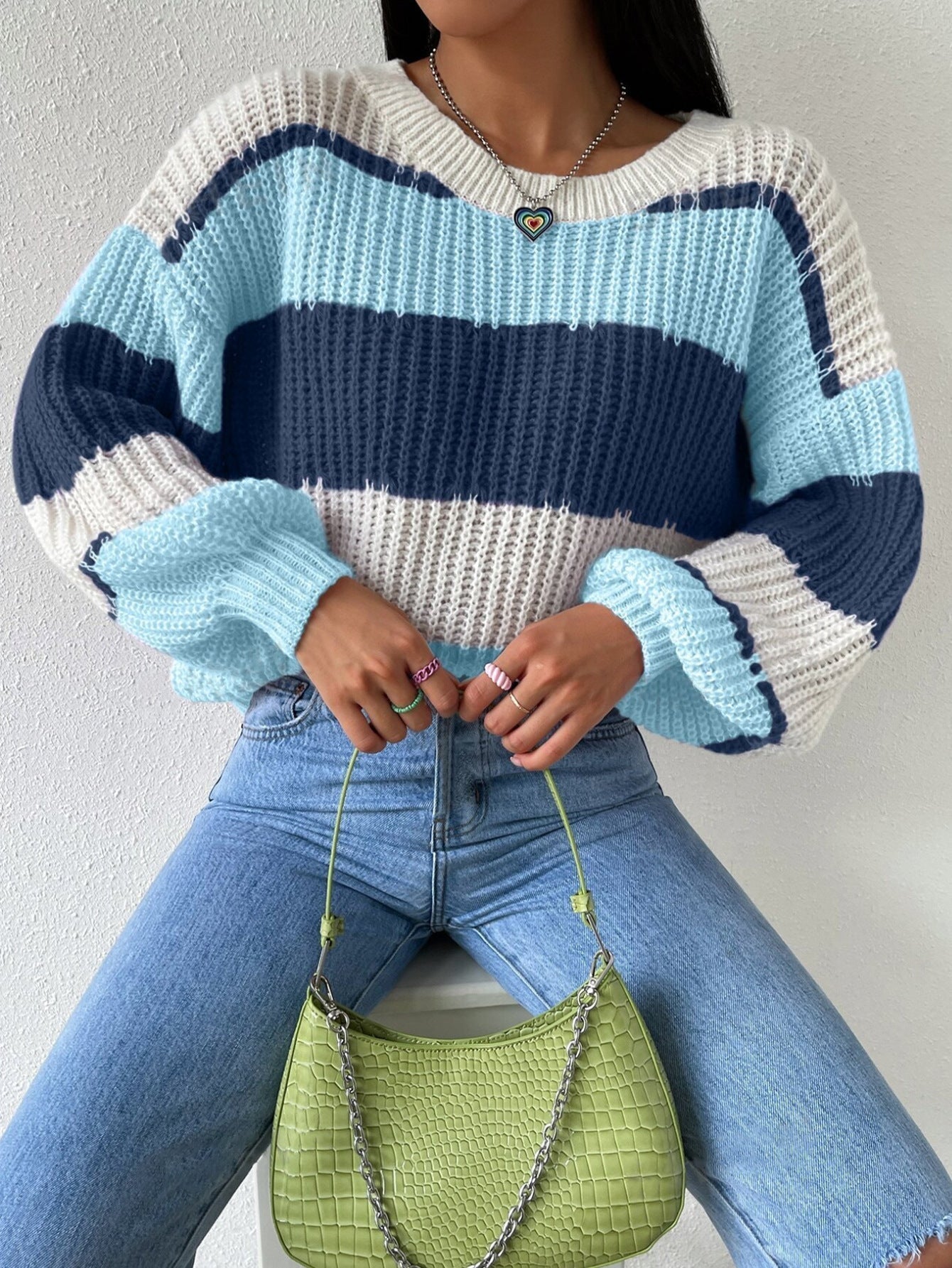 ModeGeist | Pullover Pullover Grobstrick Übergröße Fit Langarm Freizeit Crew Neck