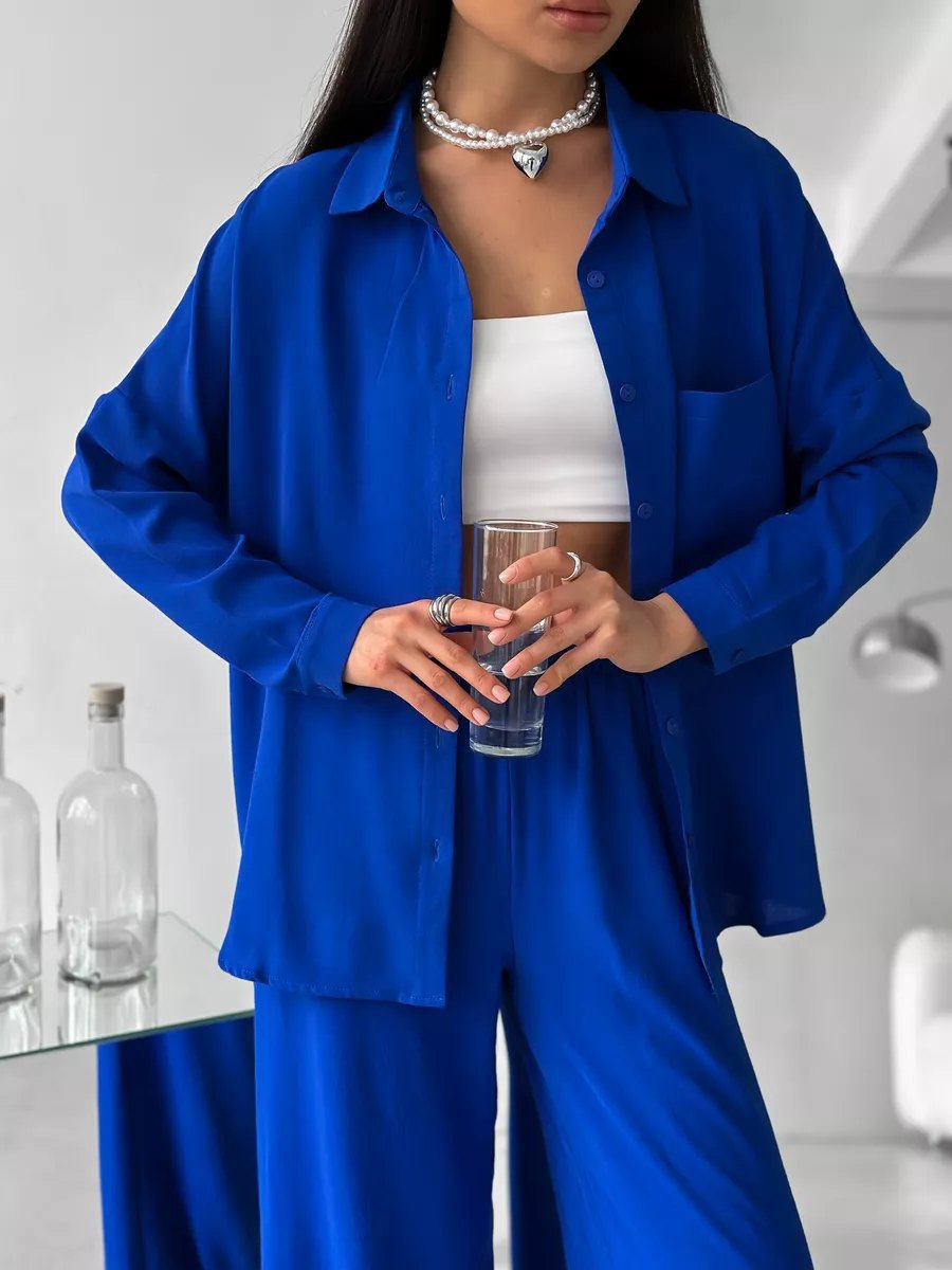 Damen lässige Bluse im Oversized-Stil mit Taschen ModeGeist