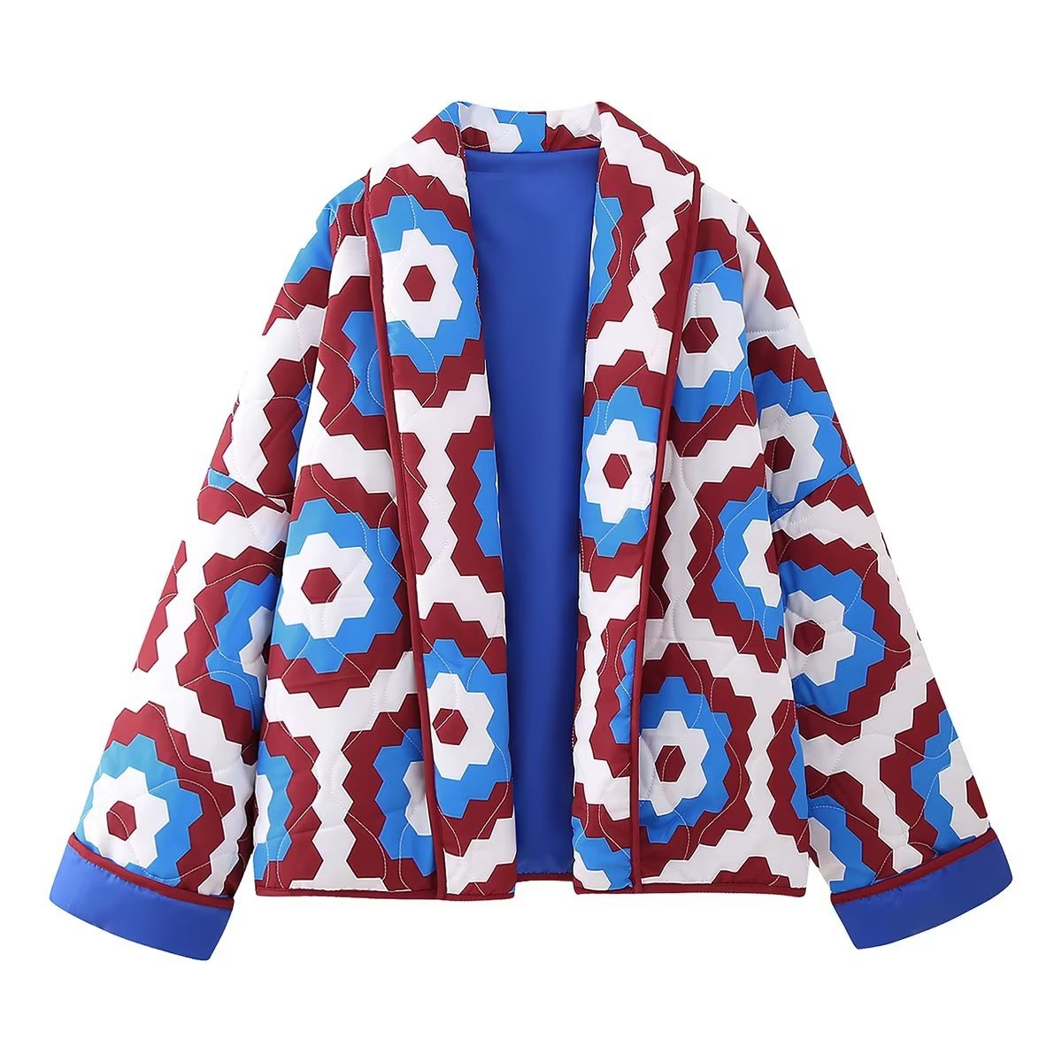 Damen Steppjacke mit geometrischem Muster und weichem Innenfutter ModeGeist