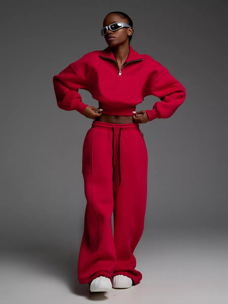 Damen lässiges und oversized Sweatset mit Reißverschluss ModeGeist