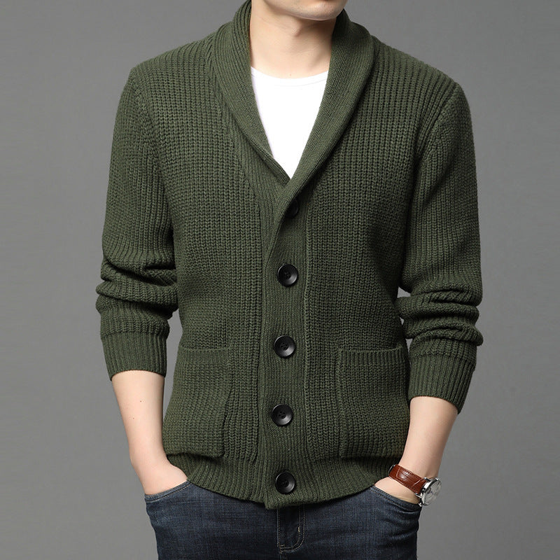 Herren Strickjacke mit Schalkragen und praktischen Taschen ModeGeist