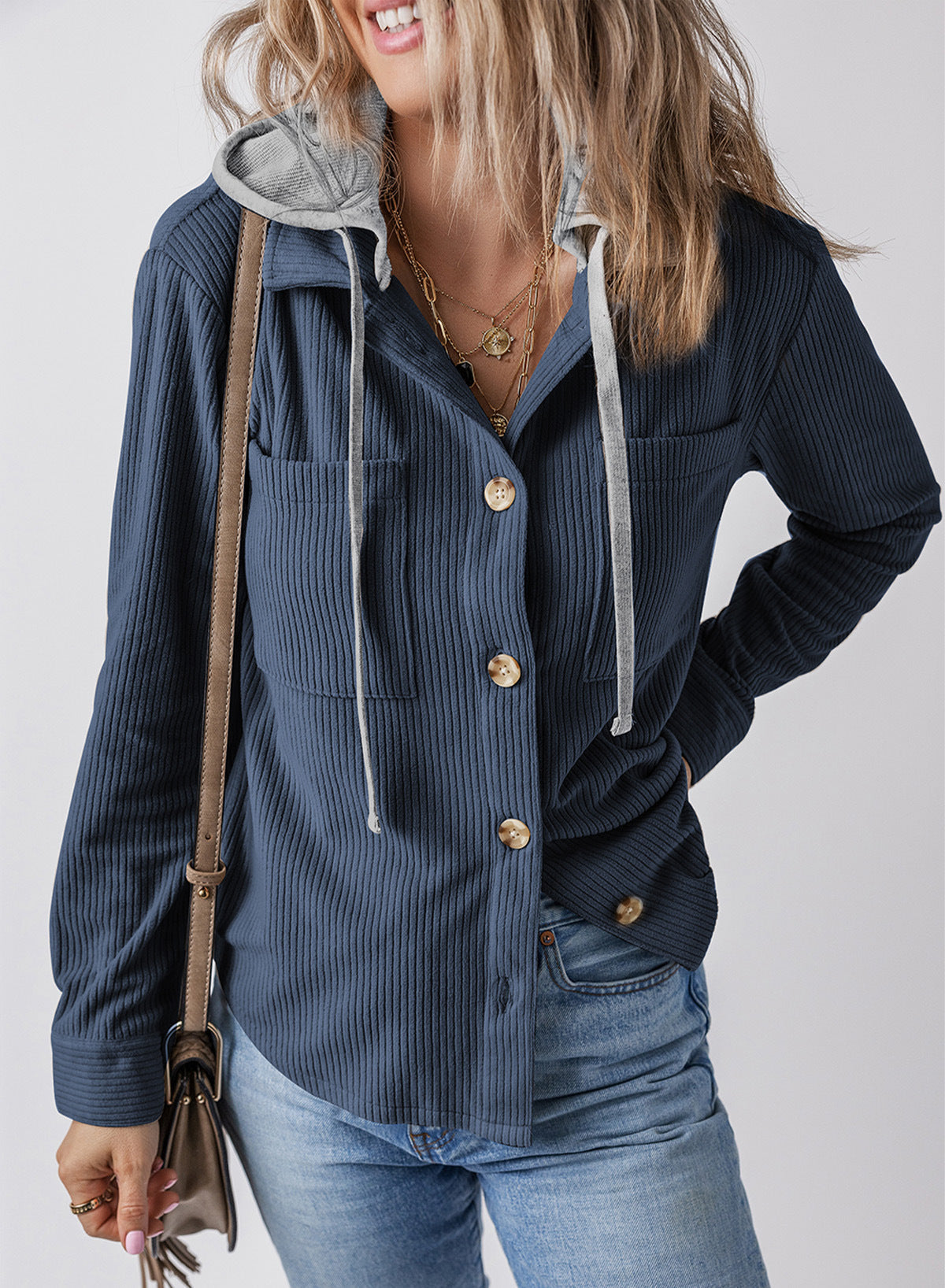 ModeGeist | Revers Knopf Kapuzenjacke