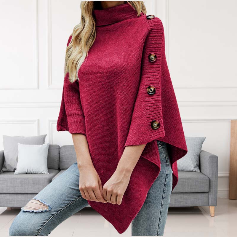 ModeGeist | Poncho mit Knopfdetails Akryl Elegant und Warm