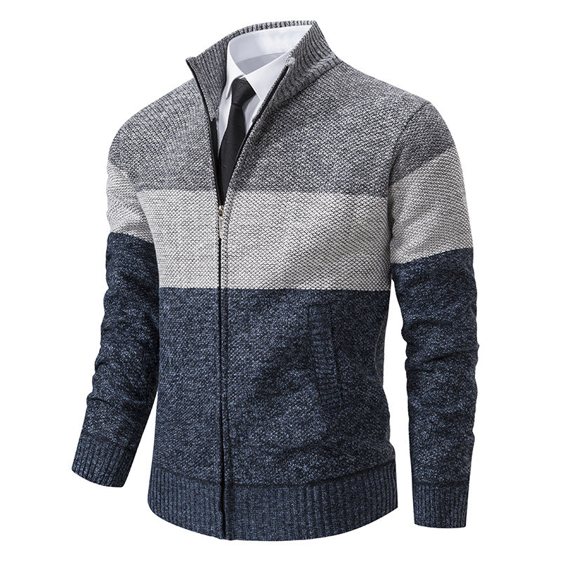 Herren modische Strickjacke mit hohem Kragen und modernem Reißverschluss ModeGeist