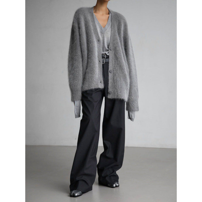 Damen Kuschelige Strickjacke aus Mohair ModeGeist