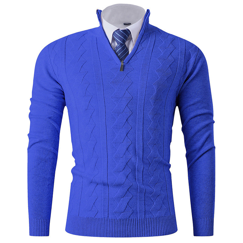 Herren eleganter Stehkragenpullover mit strukturiertem Zipper ModeGeist