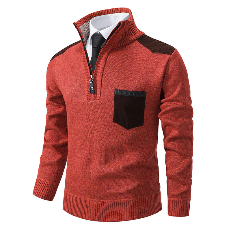 Herren eleganter Strickpullover mit Kragen und Taschen ModeGeist