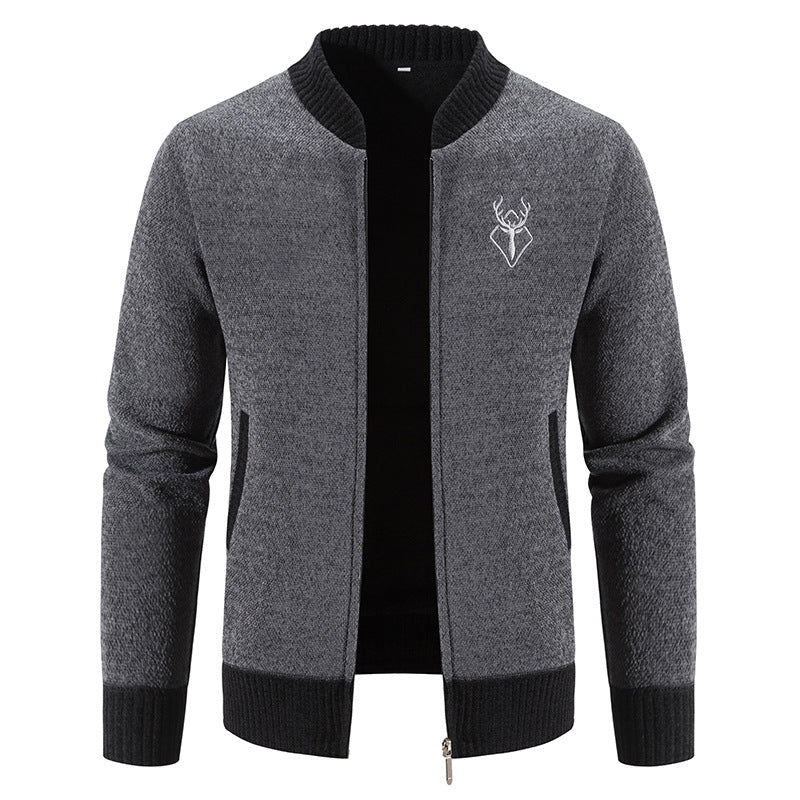 Herren modische Strickjacke mit Reißverschluss und hohem Kragen ModeGeist