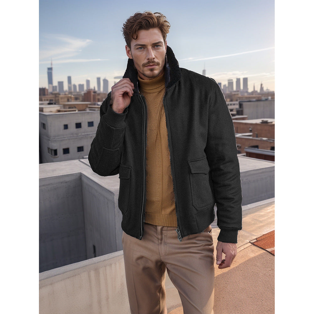 Herren Bomberjacke mit Fleece-Kragen und praktischen Taschen ModeGeist