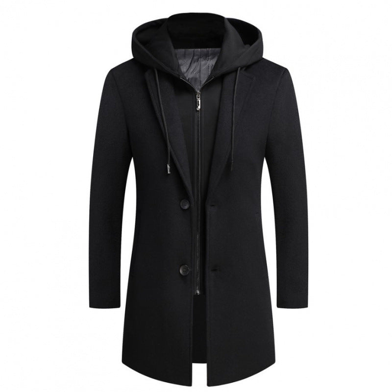 Damen modische Longjacke mit abnehmbarer Kapuze und trendigem Innenfutter ModeGeist