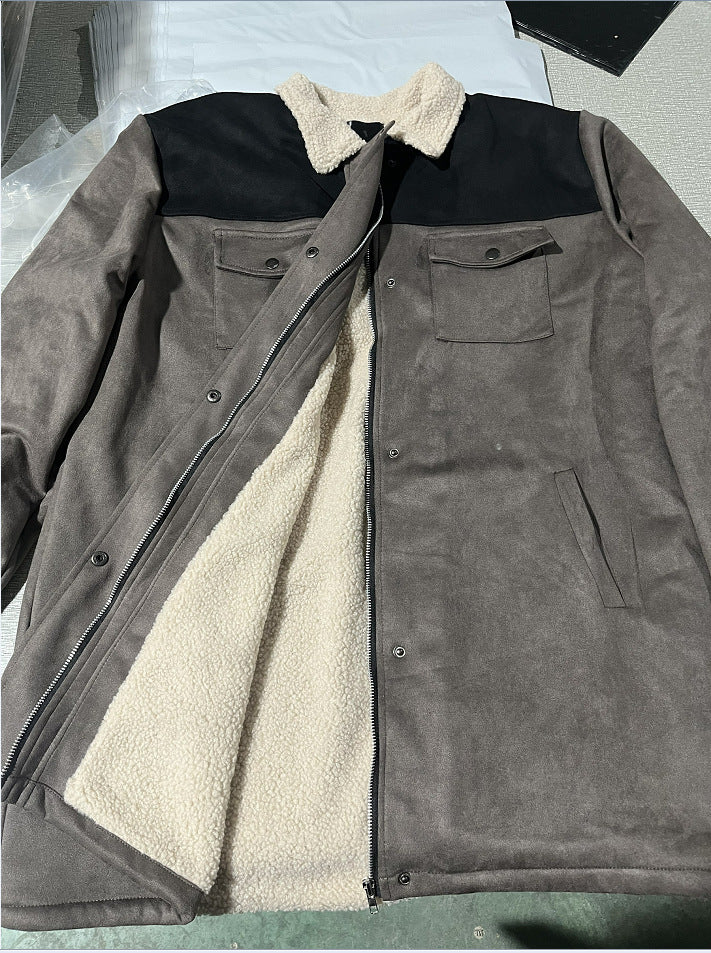 Herren verspielt schicke Wildlederjacke mit warmem Fleecefutter ModeGeist