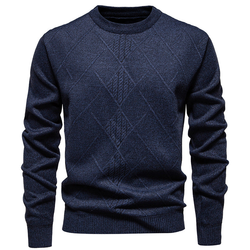 Herren Strickpullover mit strukturiertem Rautenmuster und klassischem Rundhalsausschnitt ModeGeist