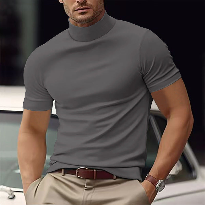 Herren Kurzarm Turtleneck T-Shirt ModeGeist