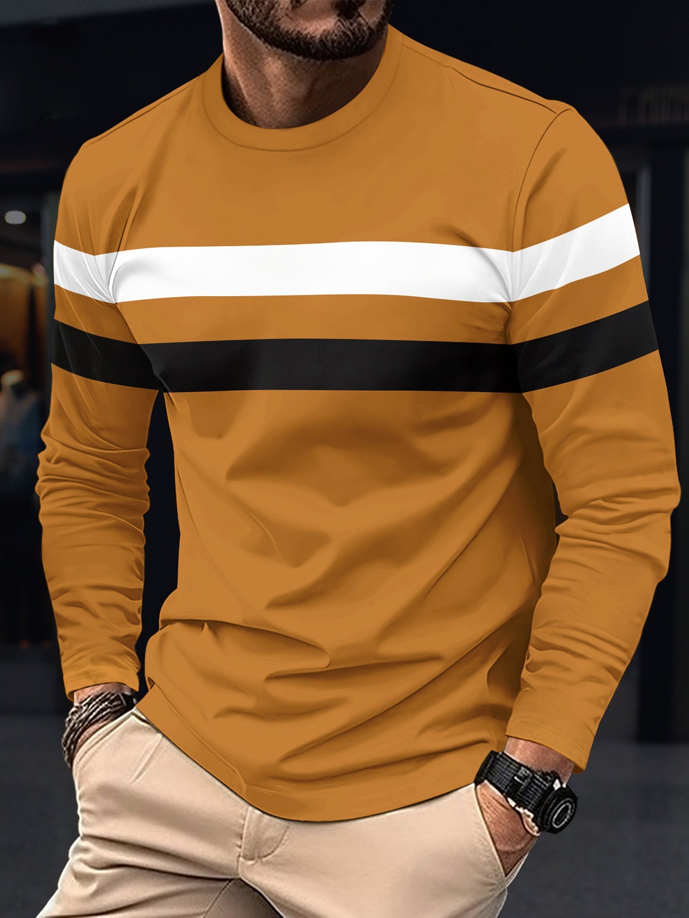 Herren modisches Langarmshirt mit sportlichen Streifen ModeGeist