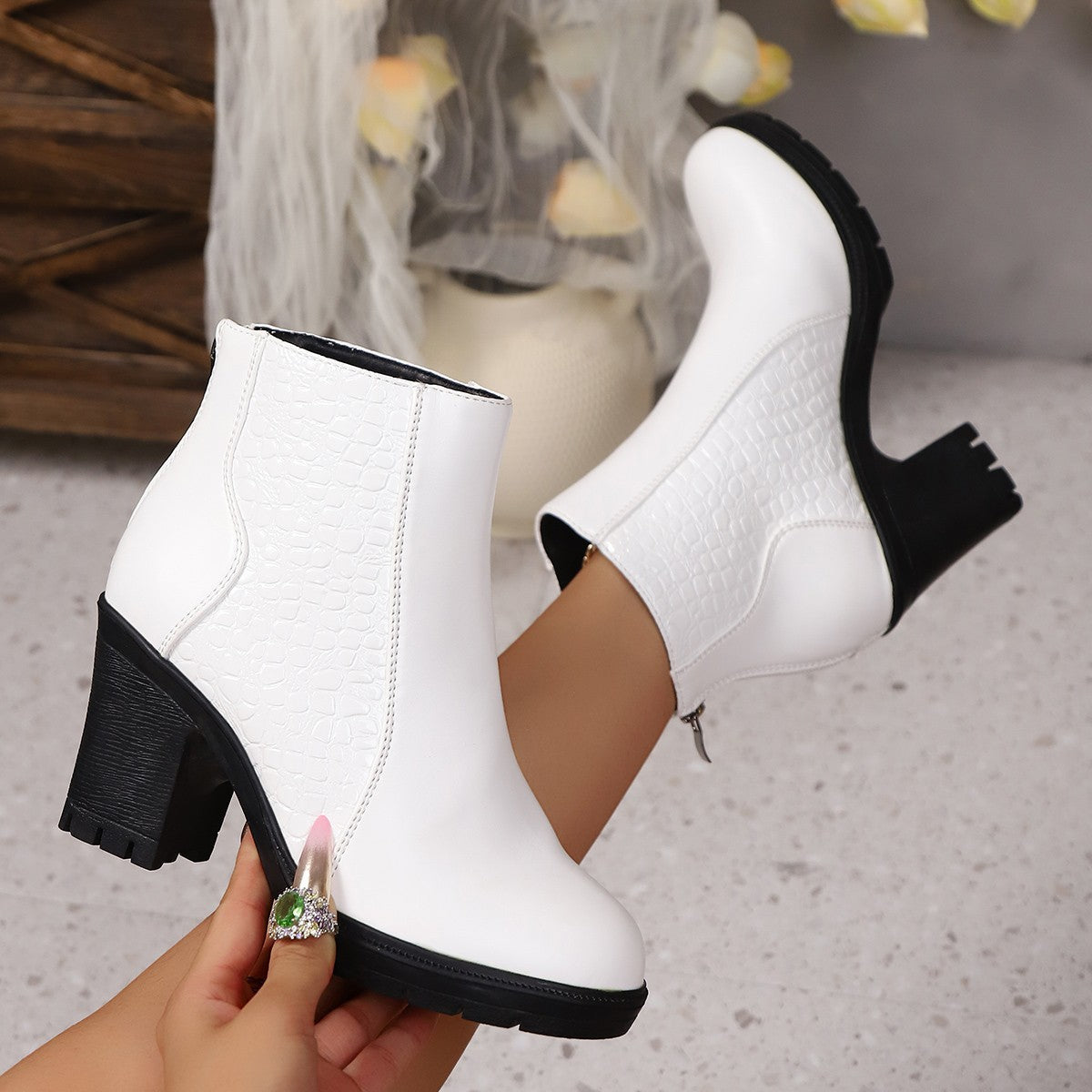 Damen modische Ankle-Boots mit strukturiertem Obermaterial ModeGeist