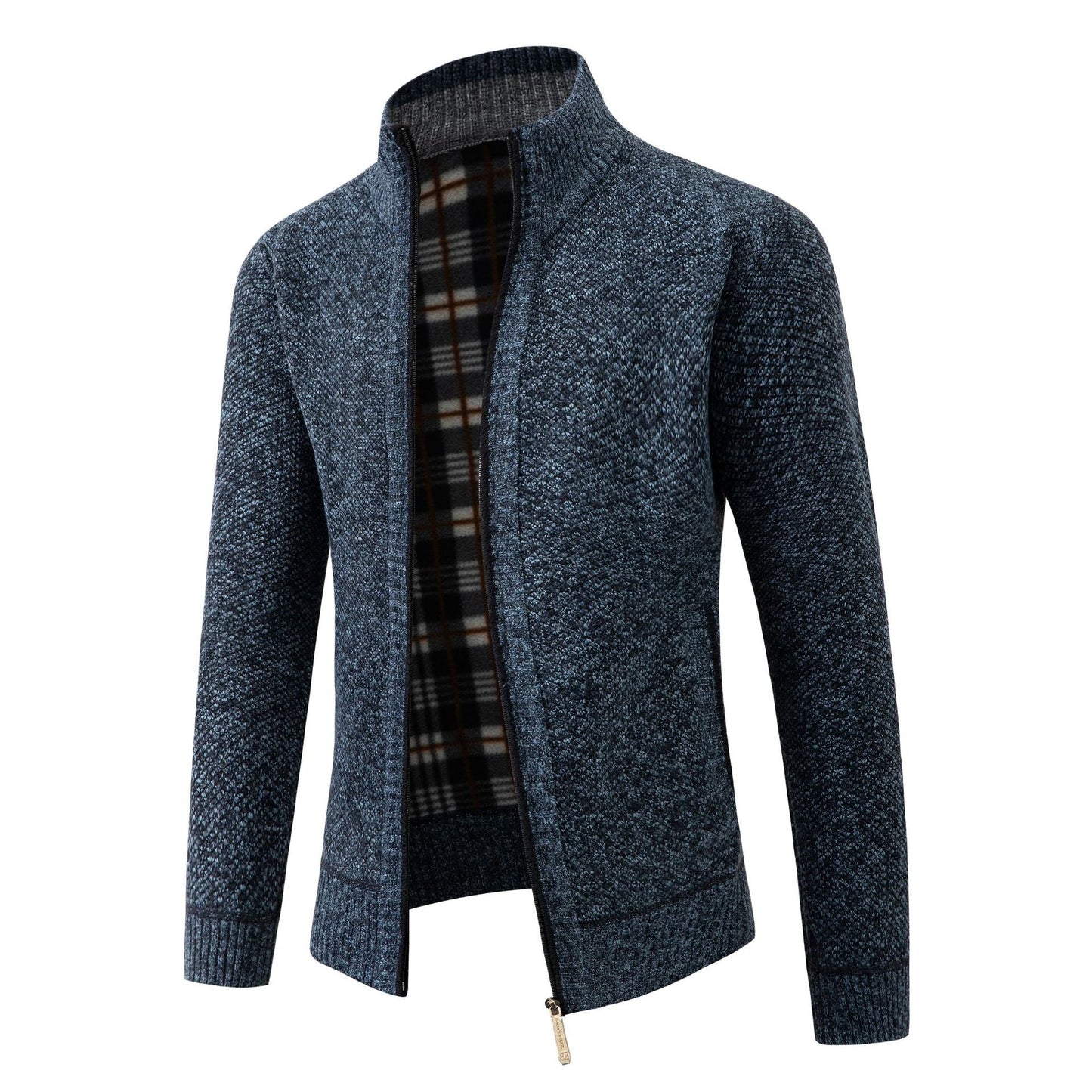 Herren Strickjacke mit modernem Stehkragen und klassischem Innenfutter ModeGeist