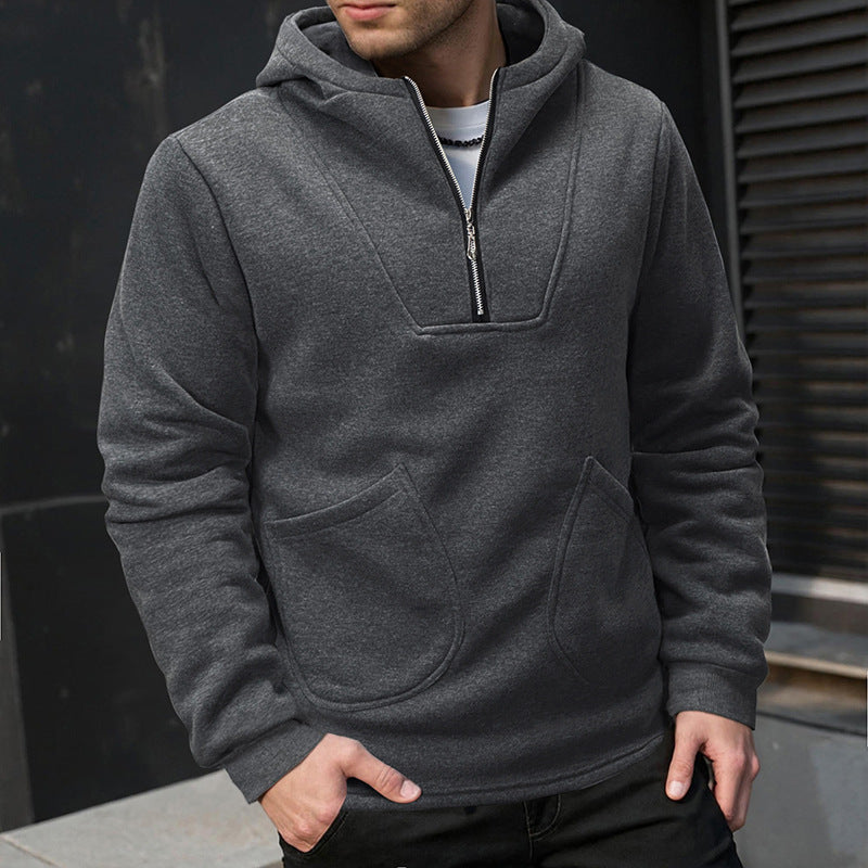Herren Sportlicher Kapuzenpullover mit hohem Kragen und praktischen Reißverschlüssen ModeGeist