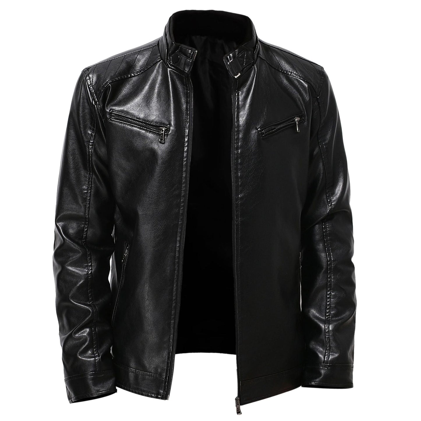 Herren stylische Kunstleder-Motorradjacke im Biker-Stil ModeGeist