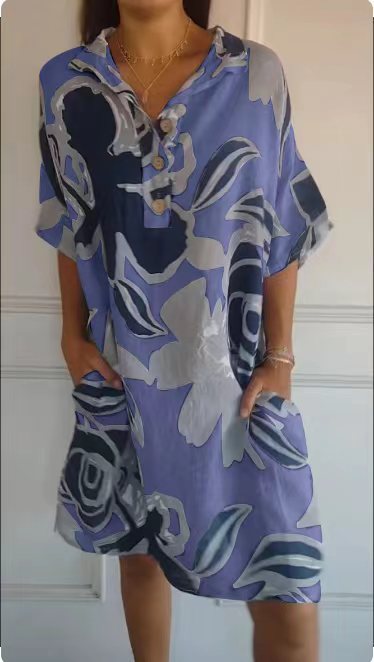 Modegeist Damen Strandkleid: lässig, mit Taschen & floralem Muster