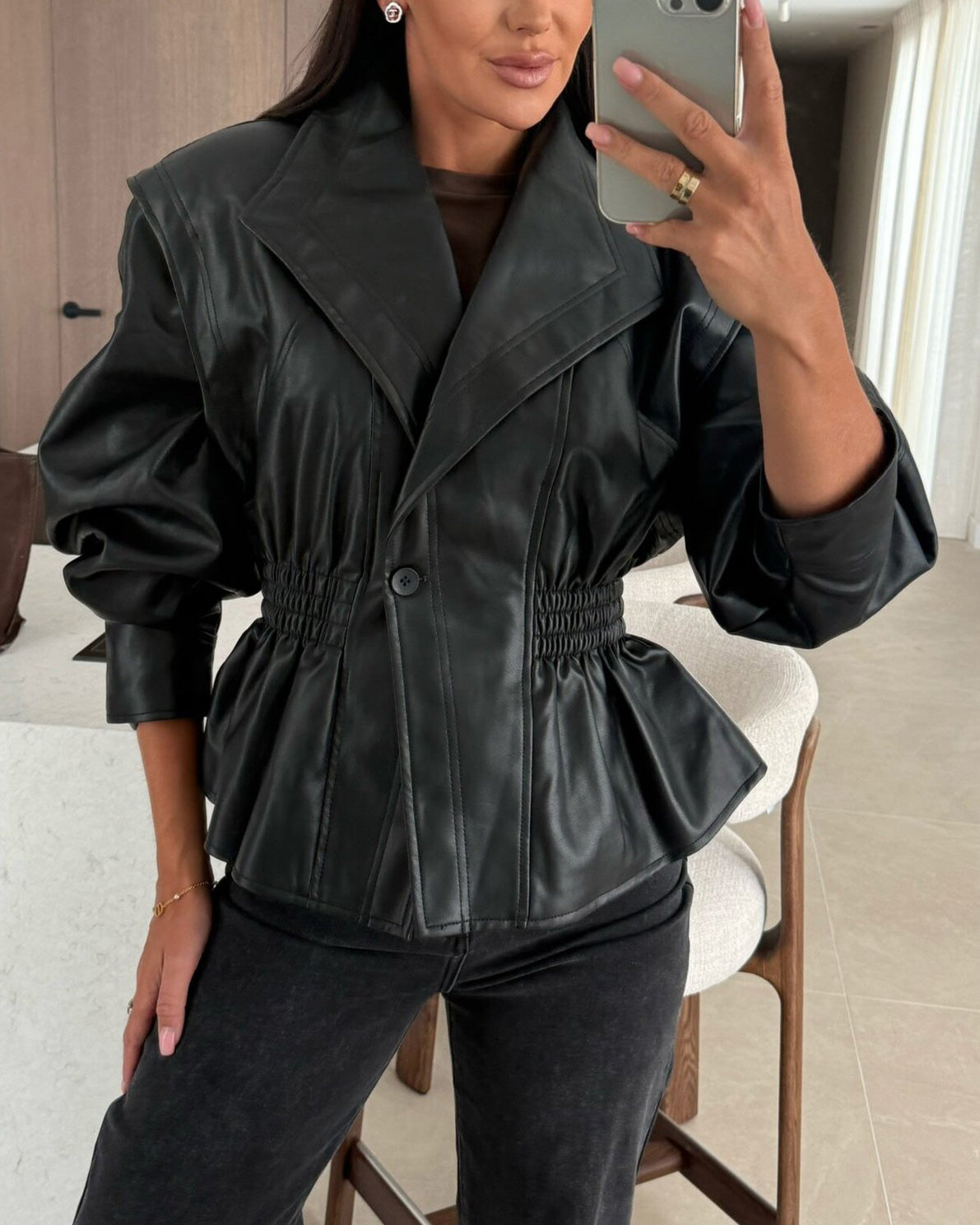ModeGeist | Revers Taille Cropped Pu-Jacke