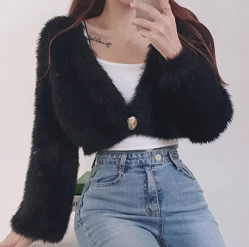 Damen kuschelige Bolerojacke im modischen und flauschigen Design ModeGeist