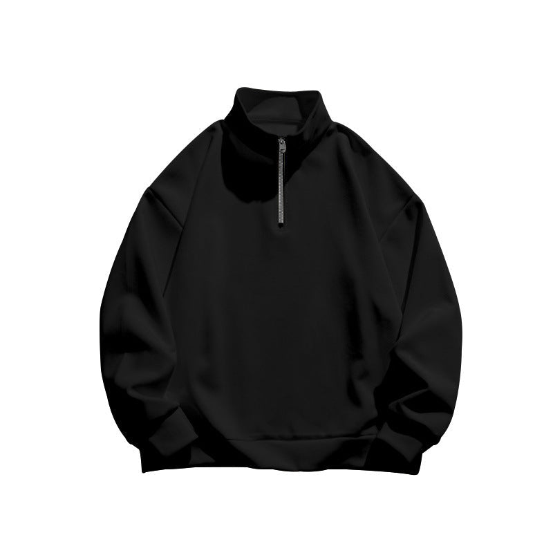 Herren stylischer Fleece-Pullover mit hohem Stehkragen und Reißverschluss ModeGeist
