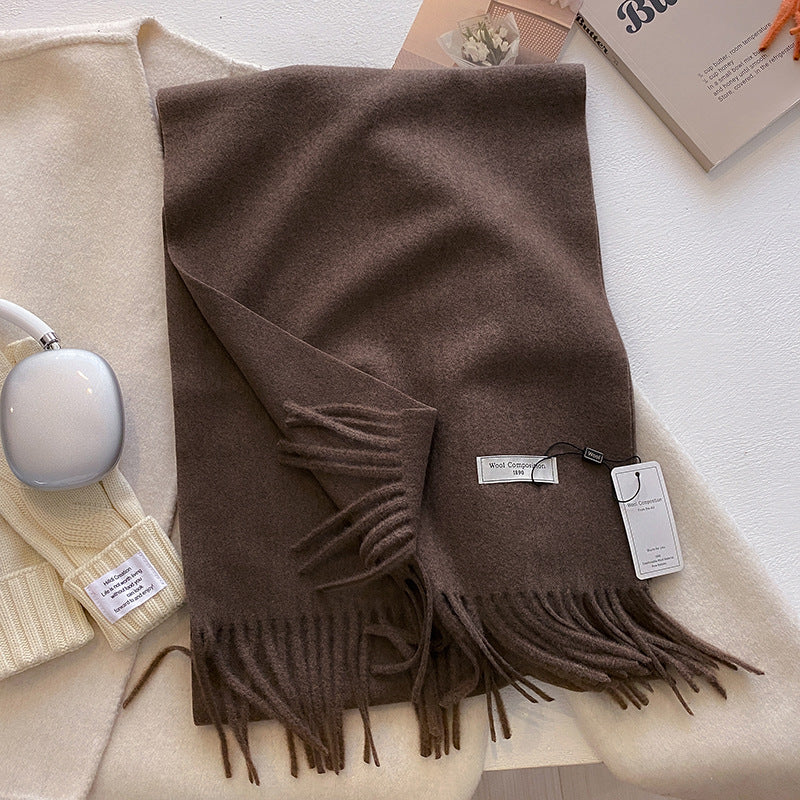 MODEGEIST Damen Schal Quasten Weich Uni Beige