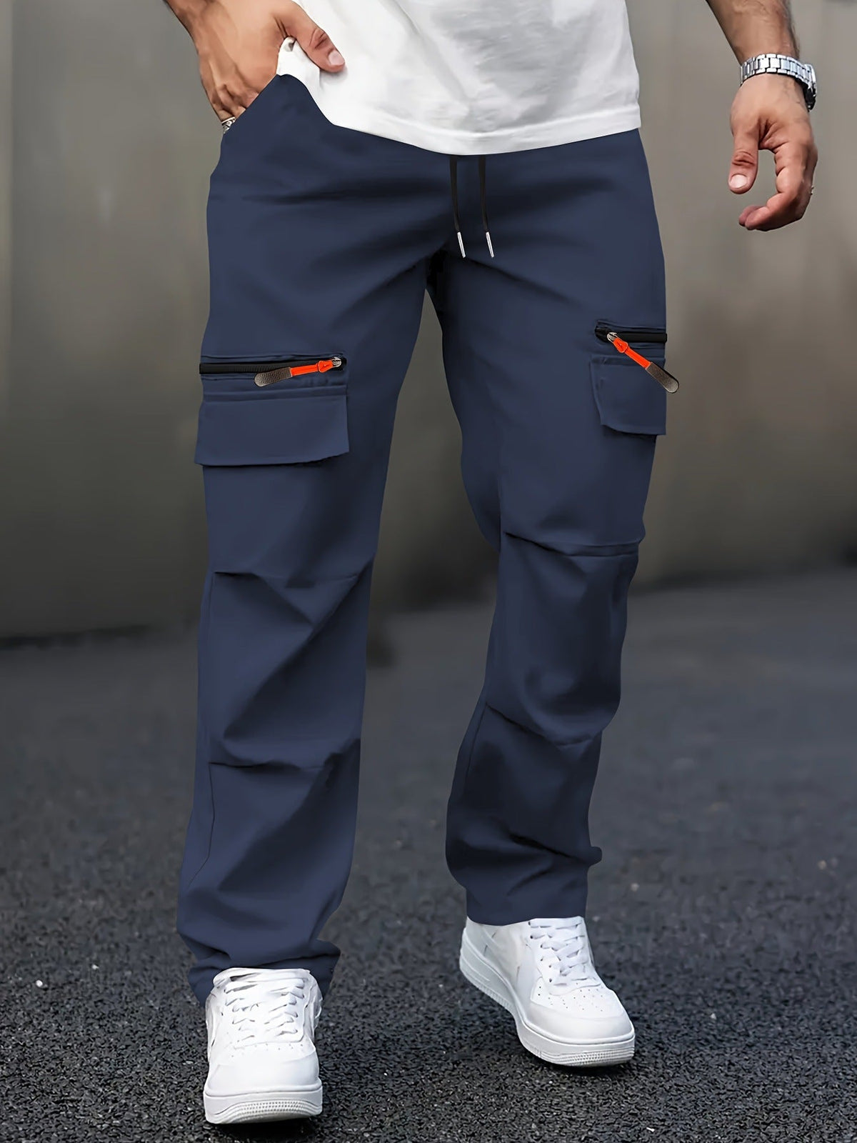 Herren cargo Hose mit innovativen Taschen und elastischem Bund Hedi-Mode