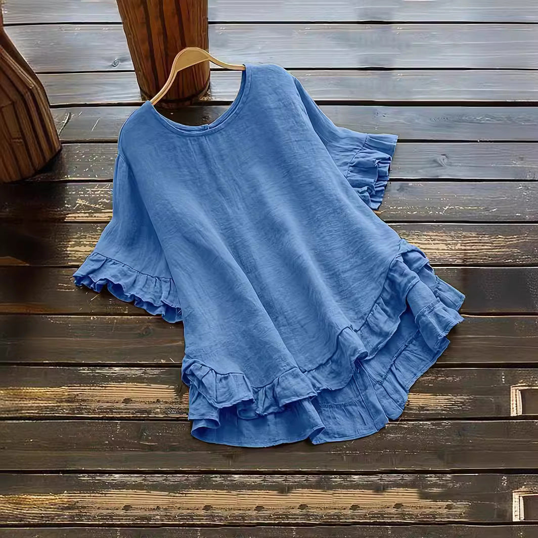 Damen lässiges Oberteil mit Rüschendetails und weit geschnittenem Design ModeGeist