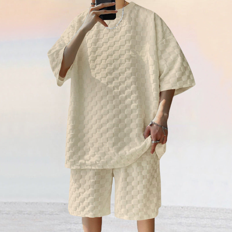 Herren lässiges Set aus strukturiertem Oberteil und Shorts ModeGeist
