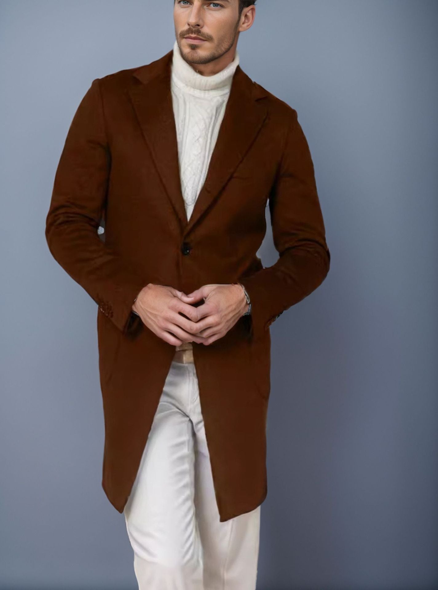Herren eleganter Langmantel aus weichem Stoff ModeGeist