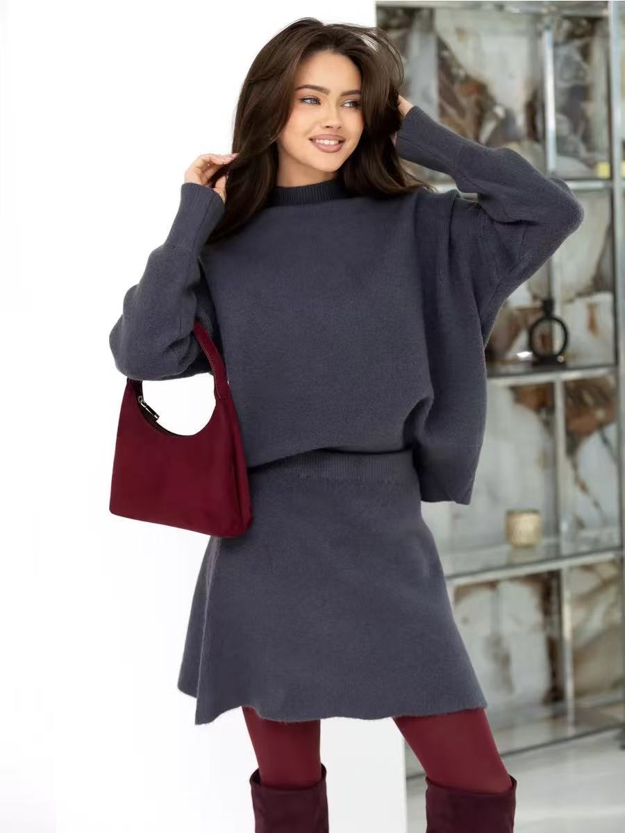 Damen Strickensemble mit weitem Schnitt und hochgeschlossenem Kragen ModeGeist
