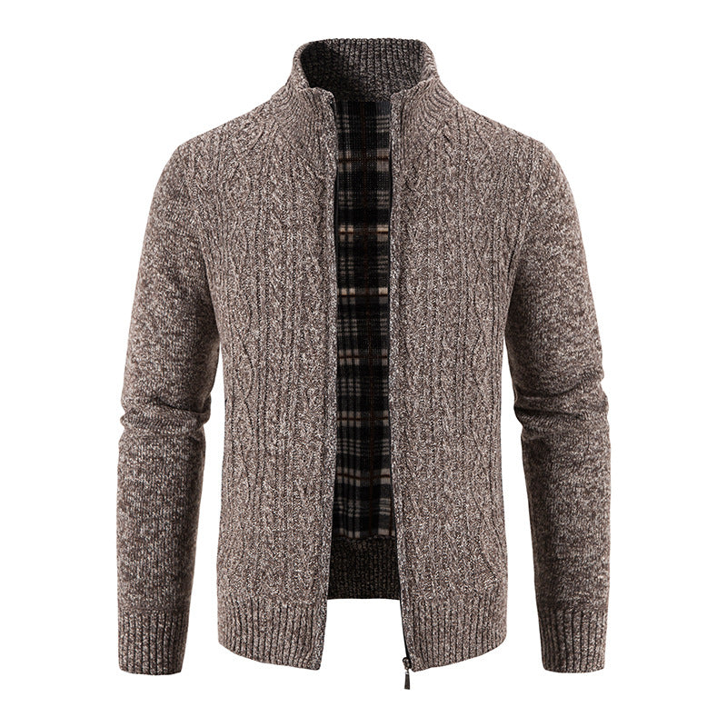 Herren Strickjacke mit hochschließendem Kragen und strukturiertem Design ModeGeist