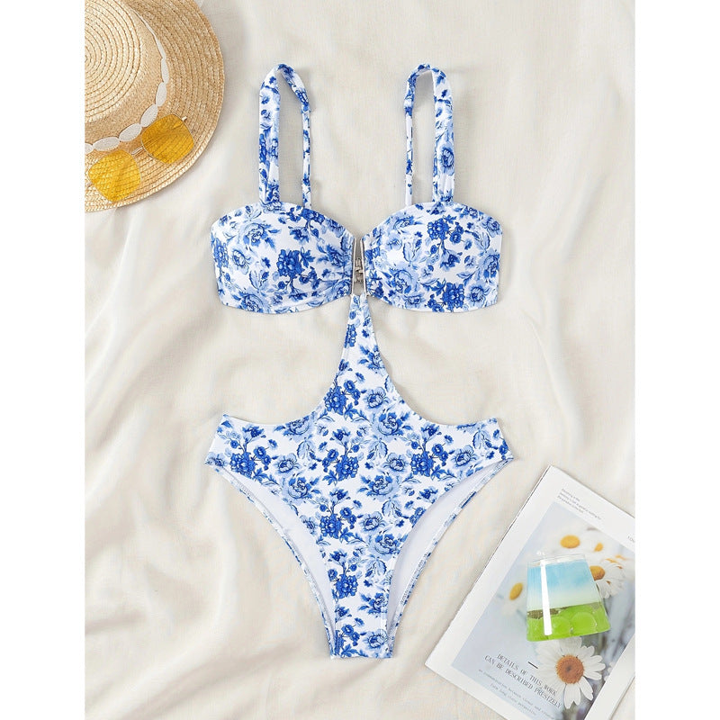 Modisches Damen Bikini-Set mit Blumenmuster und hohem Schnitt