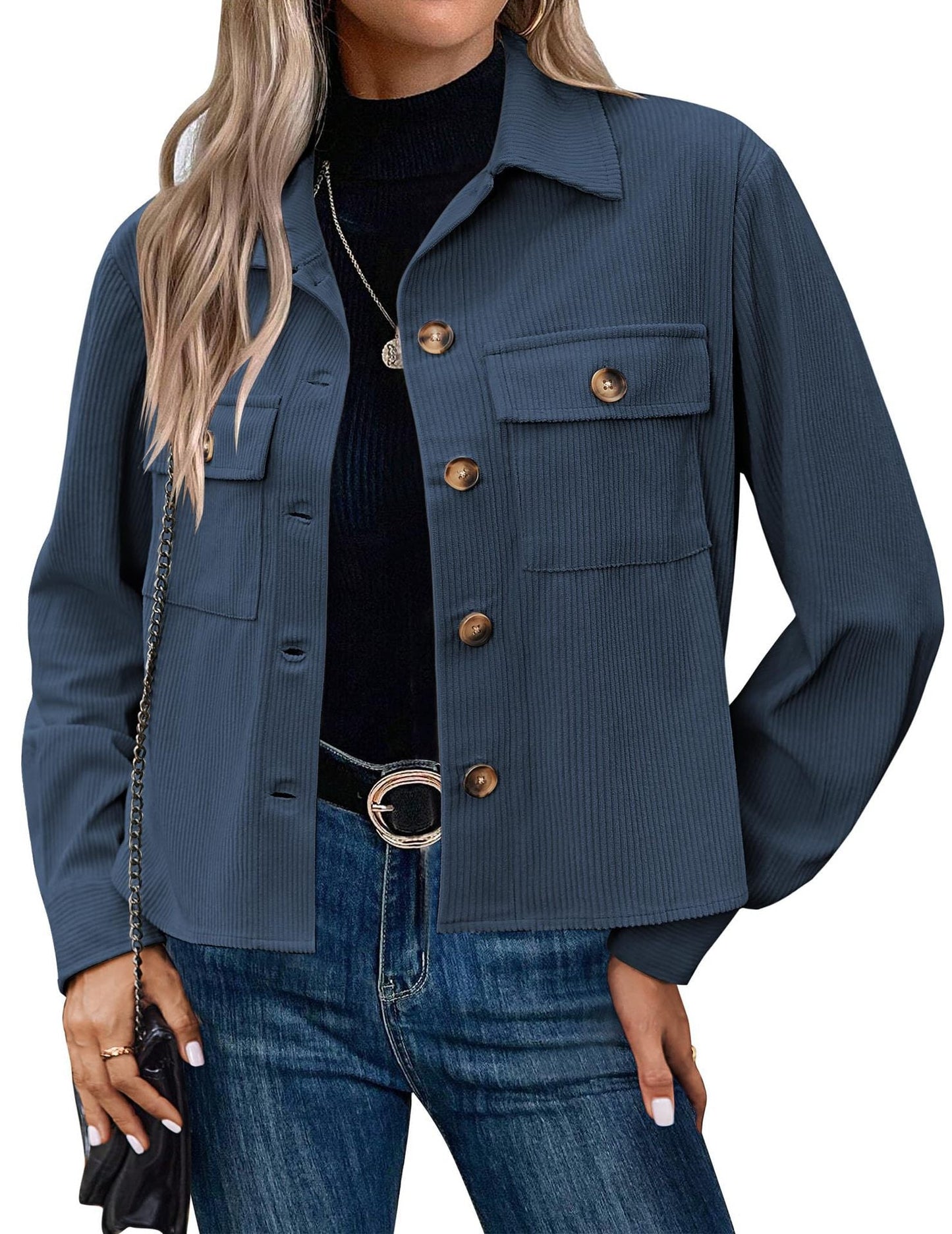 Damen Cordjacke mit zwei Brusttaschen ModeGeist