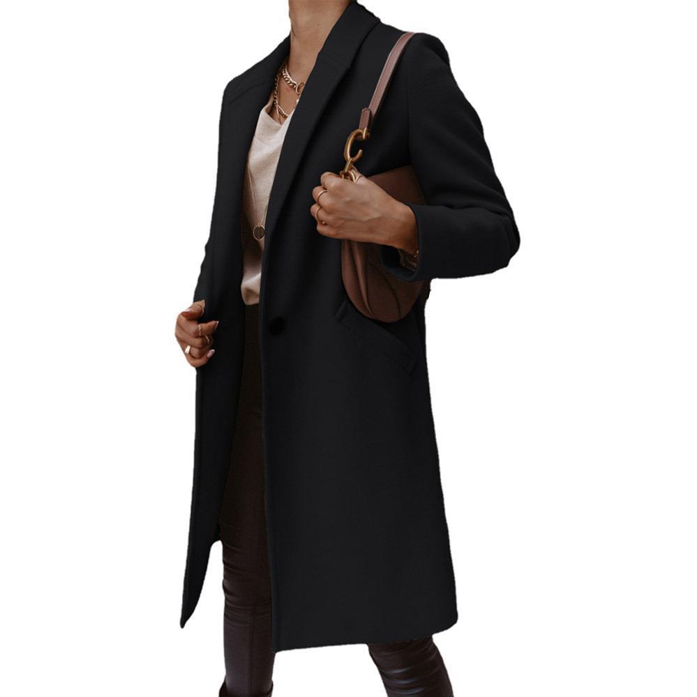 Damen Eleganter Langmantel mit schmalem Schnitt und tiefen Taschen ModeGeist