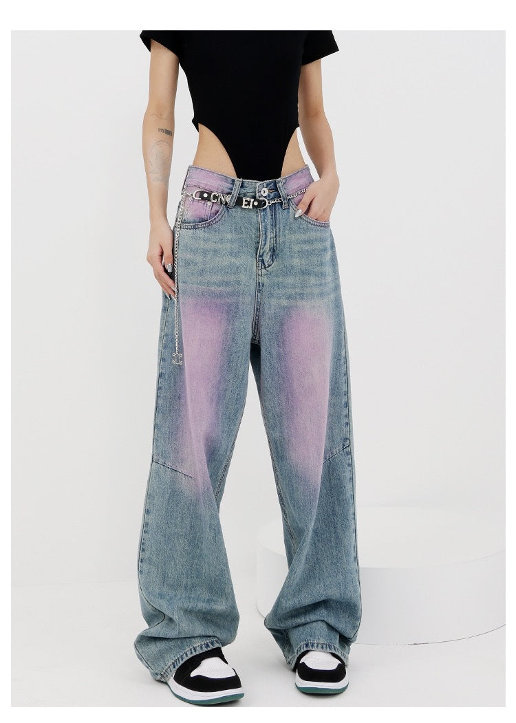Damen lässige Baggy-Jeans mit farbverlaufendem Design und einem einzigartigen Schnitt ModeGeist