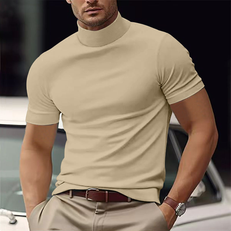 Herren Kurzarm Turtleneck T-Shirt ModeGeist