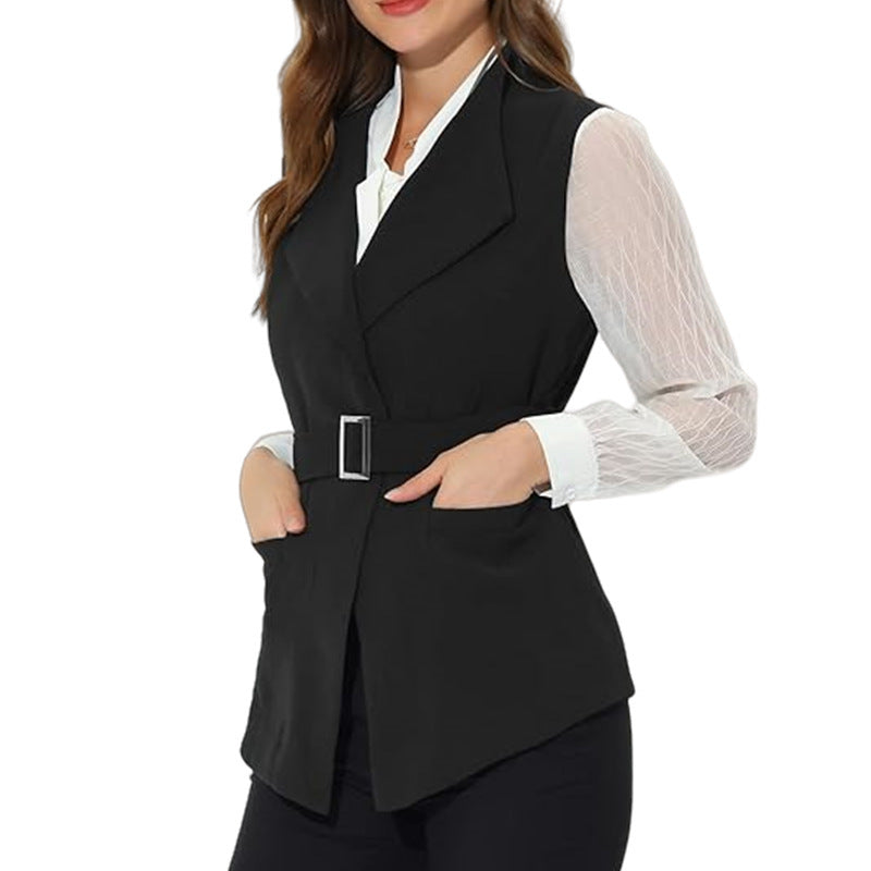 Damen modischer taillierter Blazer mit großen Taschen und Gürtel ModeGeist