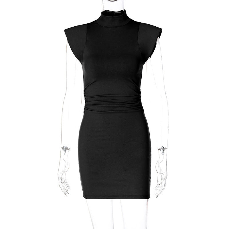 Figurbetontes Minikleid für Damen mit Stehkragen und Raffungen von MODEGEIST
