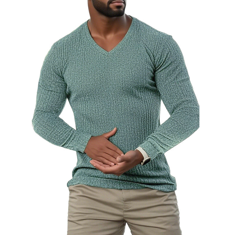 Herren elegantes V-Ausschnitt Pullover aus strukturiertem Strickmaterial ModeGeist