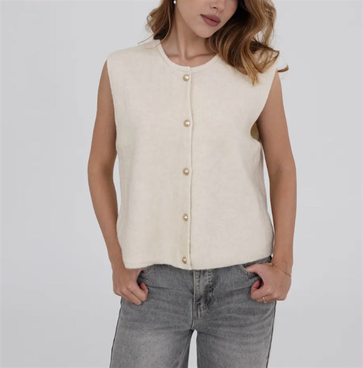 Damen Strickweste mit edlen Knöpfen ModeGeist