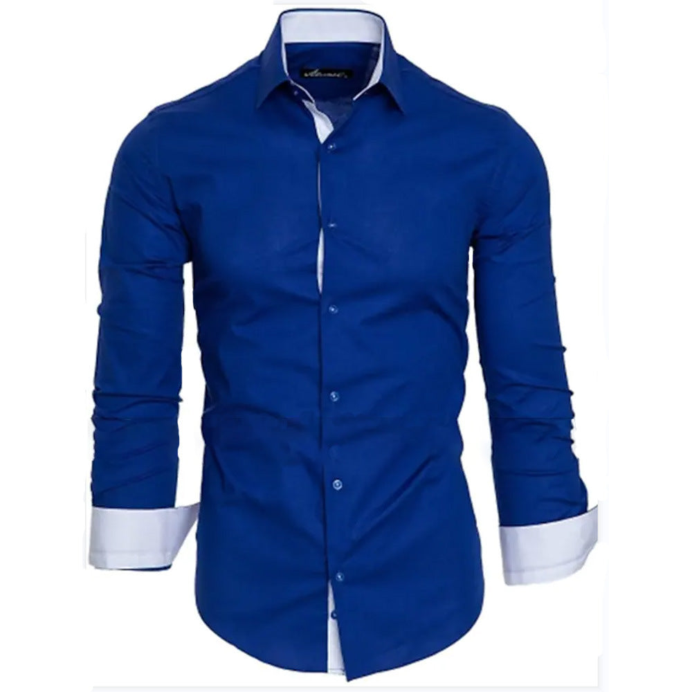 Herren elegantes Langarmhemd mit kontrastierenden Manschetten ModeGeist