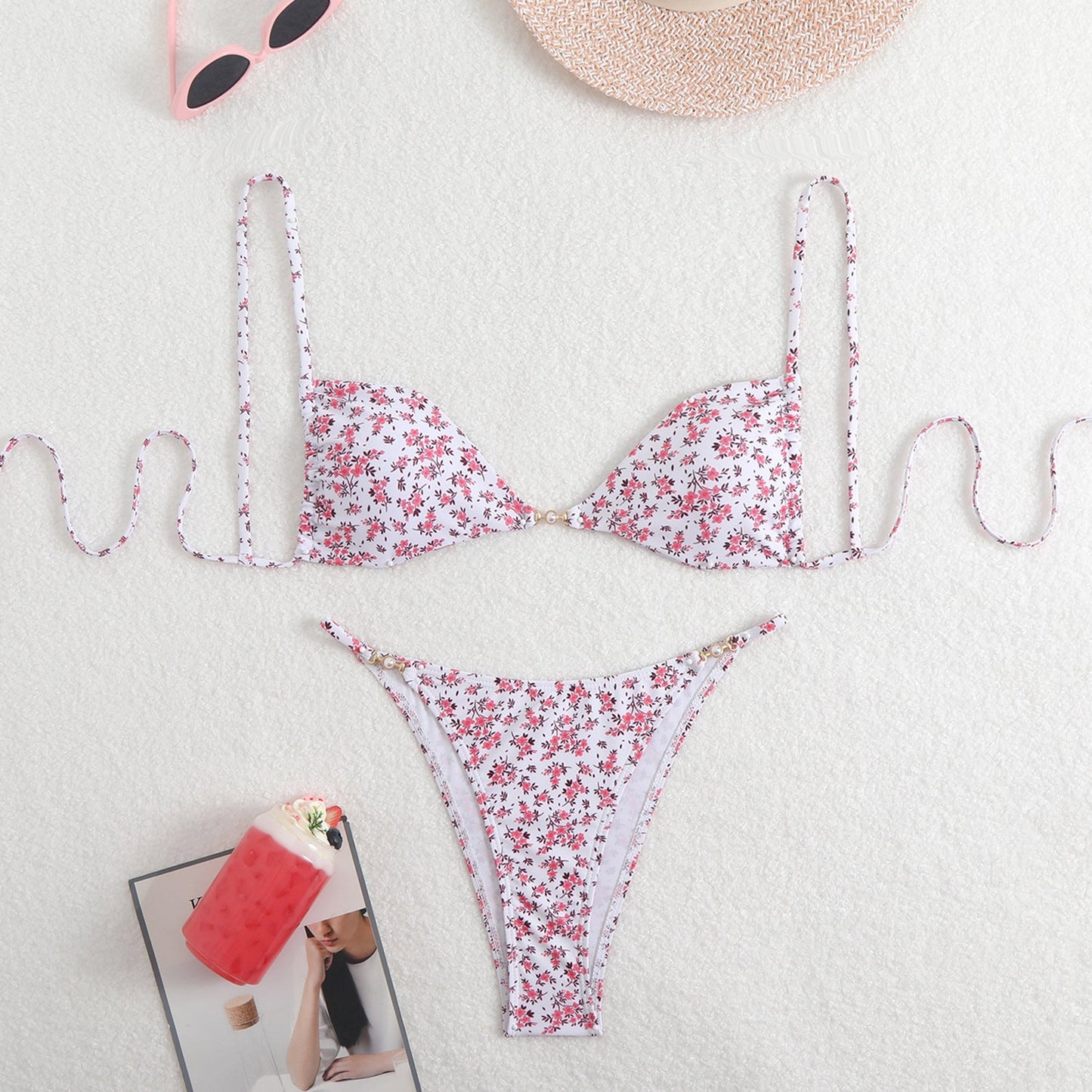 Modischer Dreieck-Bikini mit Blumenmuster für Damen