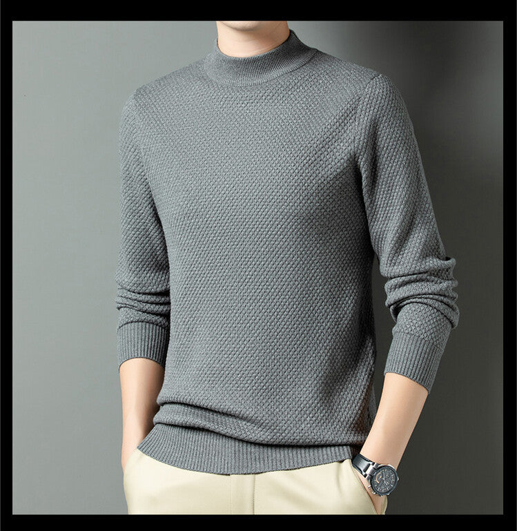 Herren Strukturierter Rollkragenpullover aus hochwertiger Baumwolle ModeGeist