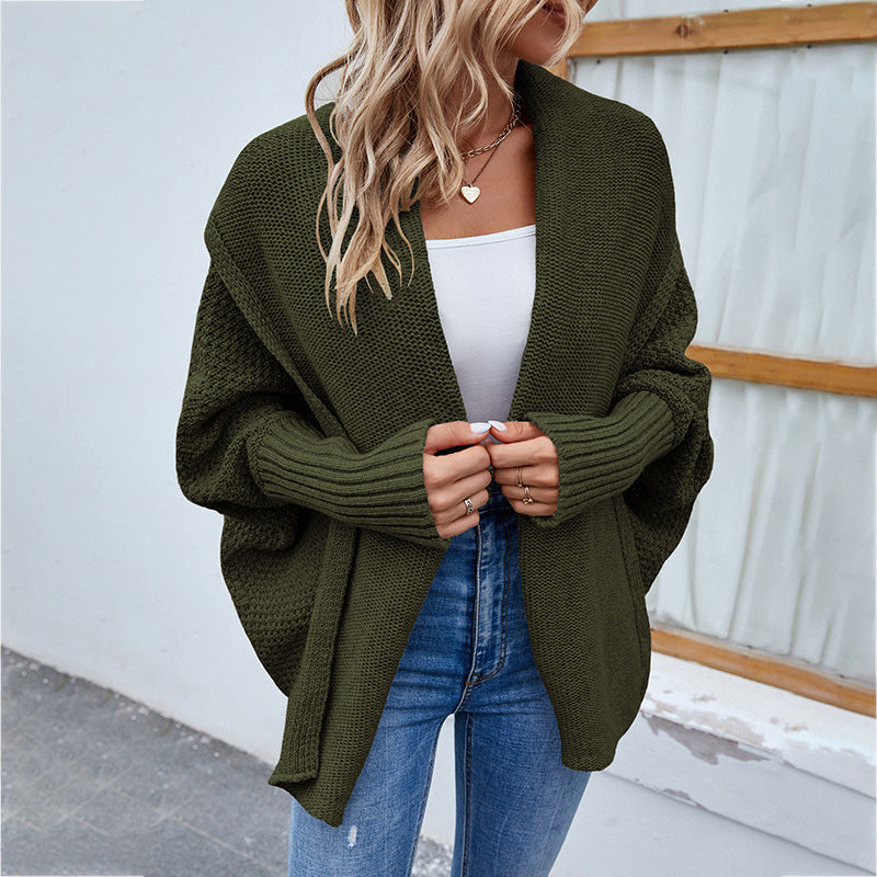Damen Strickjacke mit offenem Schnitt und voluminösen Ärmeln ModeGeist
