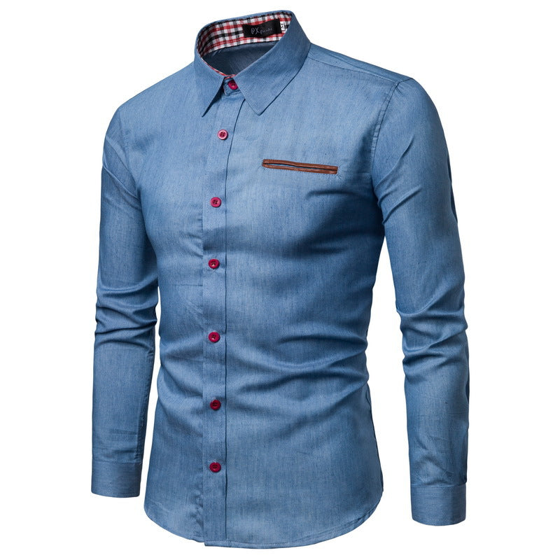 Herren klassisches Denim-Hemd mit kontrastierenden Akzenten ModeGeist
