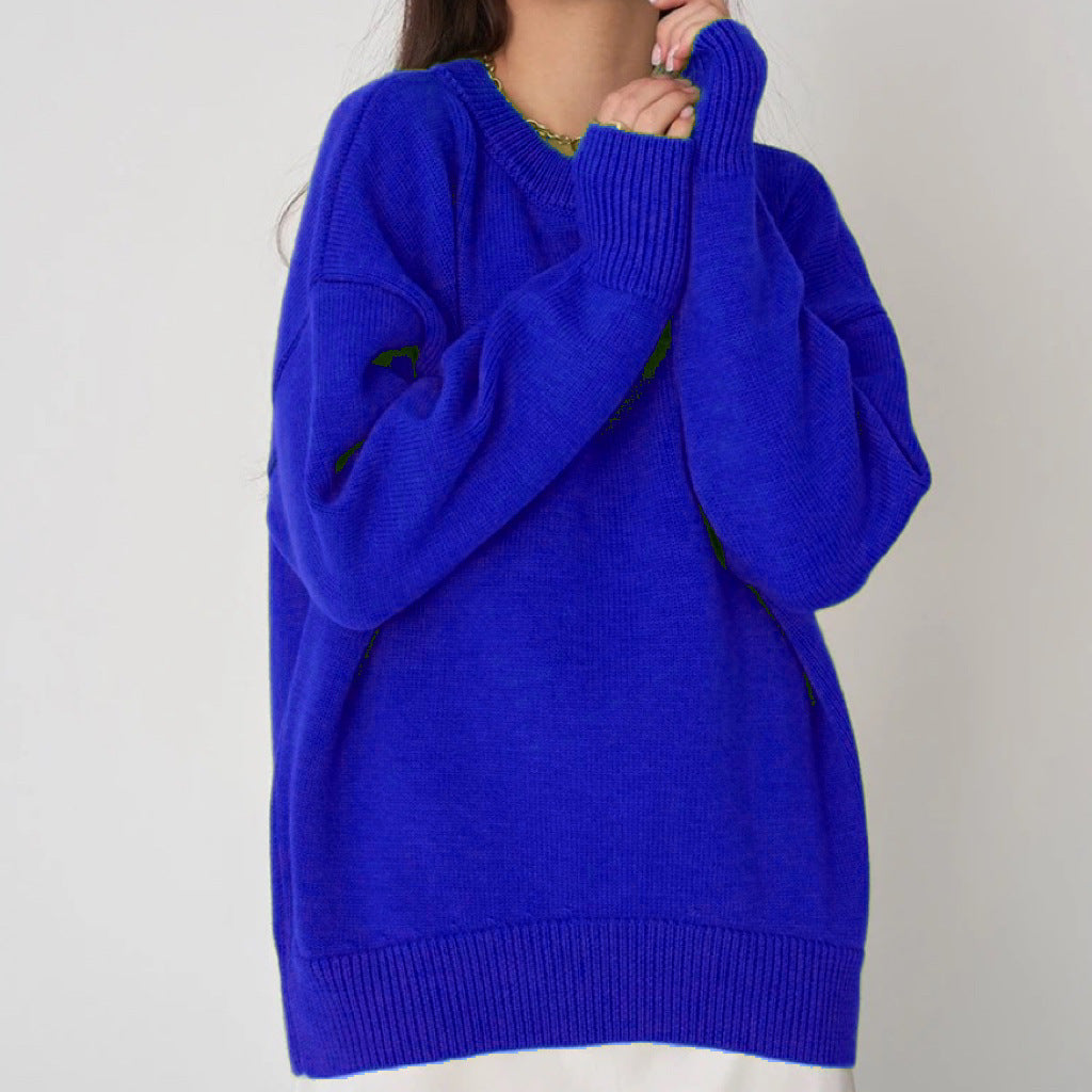 Damen Oversized Pullover mit feinem Strickmuster und breiten Bündchen ModeGeist